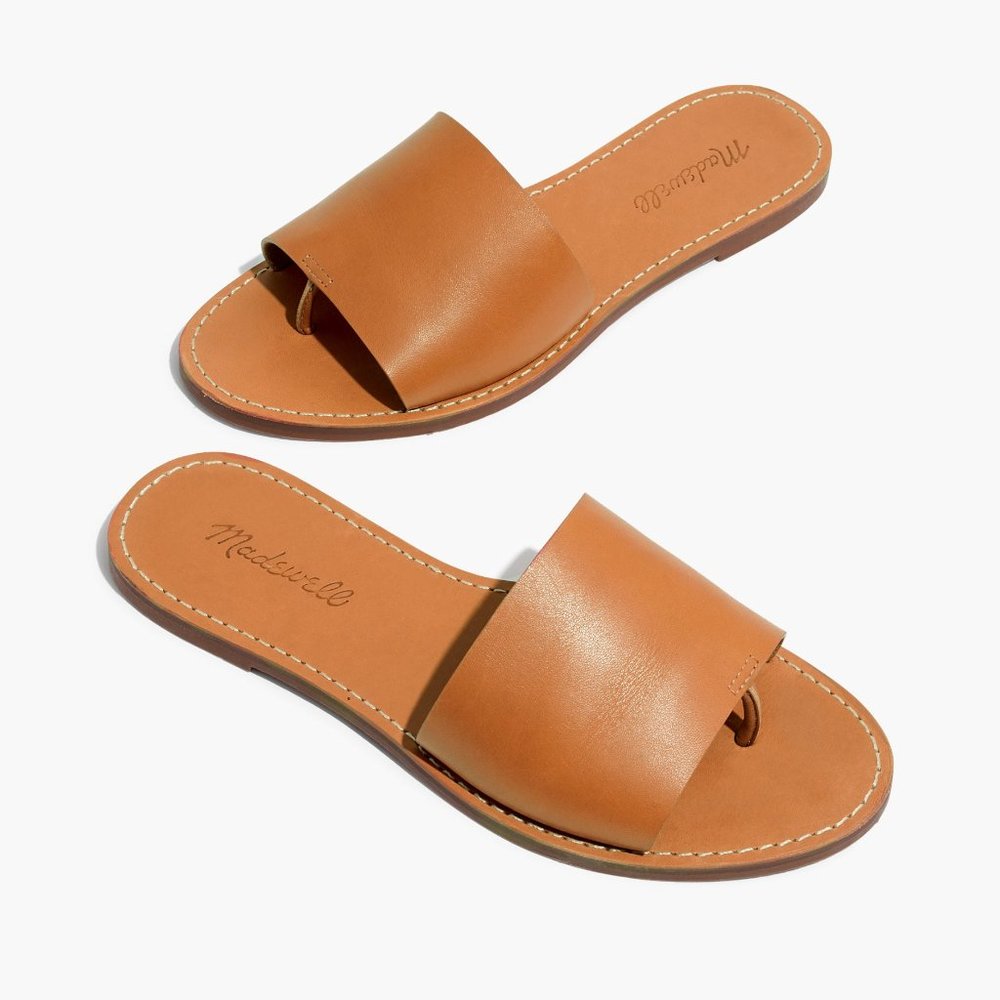 MADEWELL The Boardwalk Post Slide Sandal Tan Camel Neutral